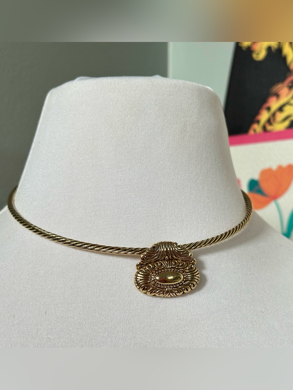 Premier Designs Gold Cable Neck Wire Choker Interchangeable Old Money McBling